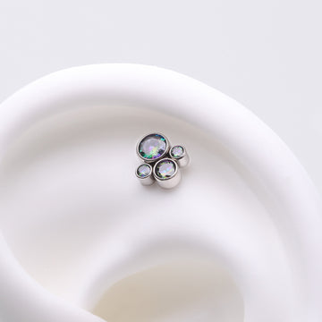 Detail View 1 of Implant Grade Titanium OneFit Threadless Bali Bauble Sparkle Top Part-Vitrail Medium